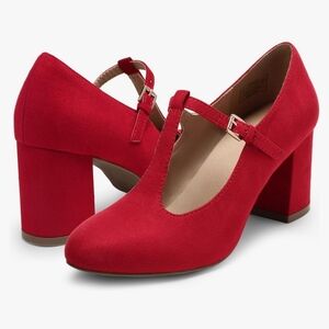Dream Pairs classy red chunky heels 8.5 NIB